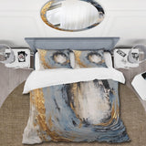 Gold and Blue Vibrant Spirals I - Duvet Cover Set