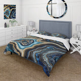 Gold Blue Geode Gems - Duvet Cover Set