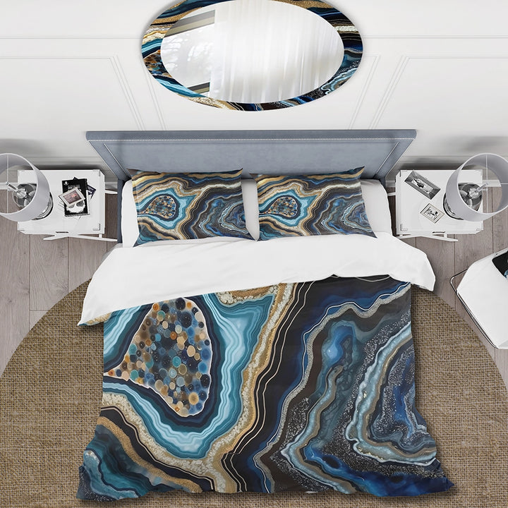 Gold Blue Geode Gems - Duvet Cover Set
