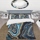Gold Blue Geode Gems - Duvet Cover Set