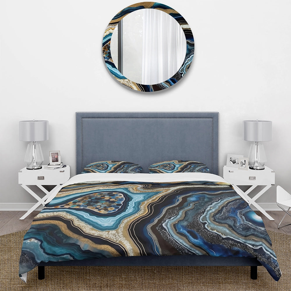 Gold Blue Geode Gems - Duvet Cover Set