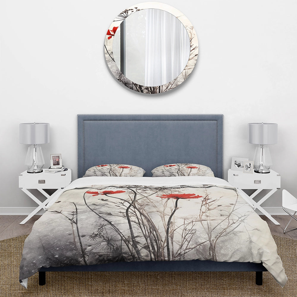 Red Grey Herb Garden I - Duvet Cover Set