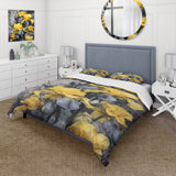 Yellow Grey Petal Of Iris I - Duvet Cover Set