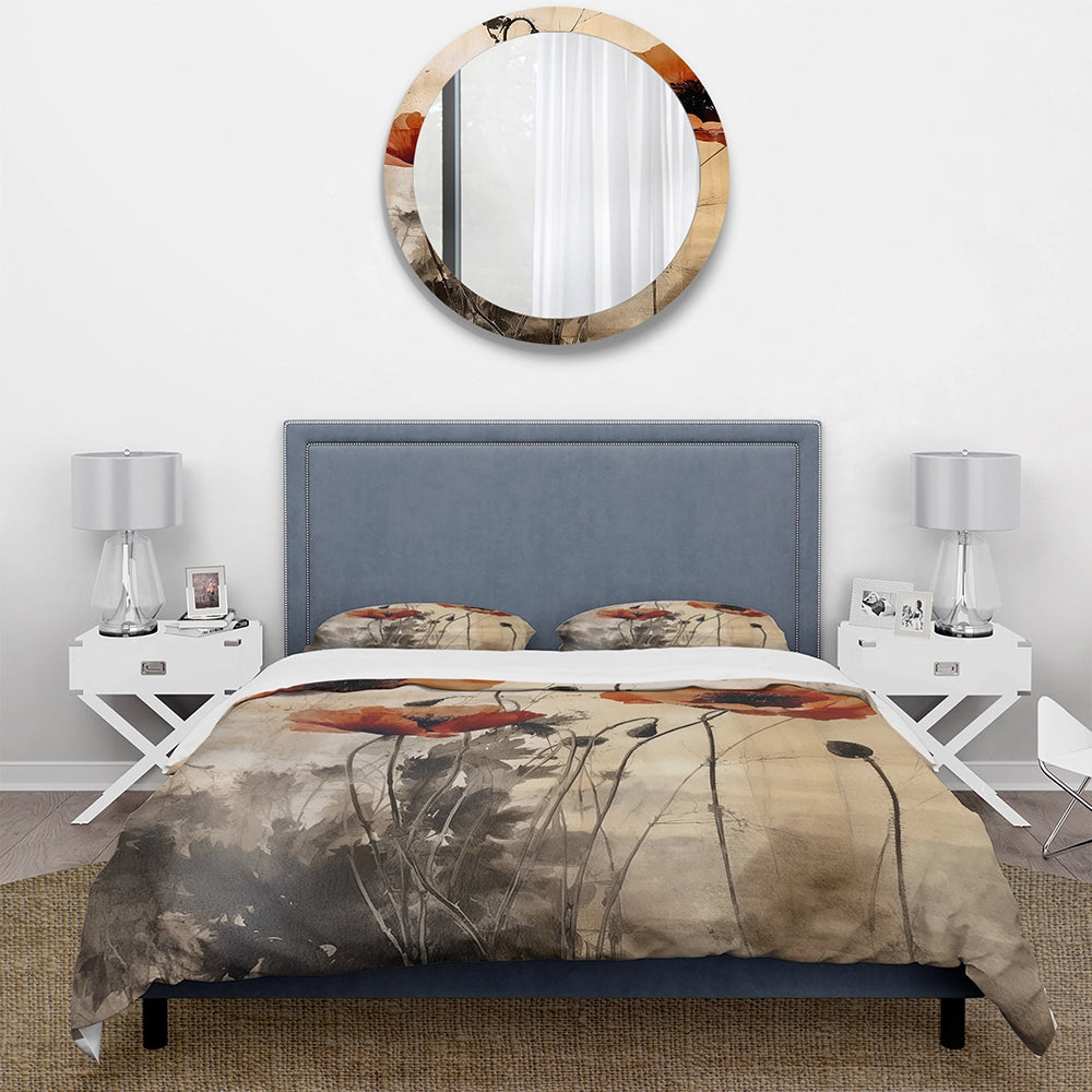 Vintage Beige Poppies II - Duvet Cover Set