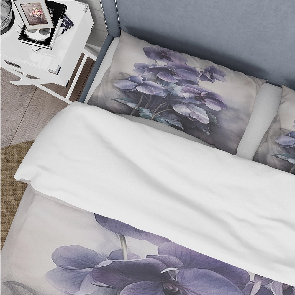 Purple Grey Violets Dream II - Duvet Cover Set