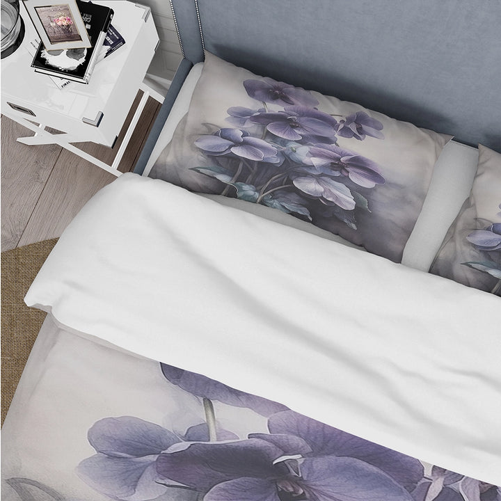 Purple Grey Violets Dream II - Duvet Cover Set