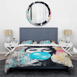 Audrey Hepburn Blue Bubble Gum - Duvet Cover Set