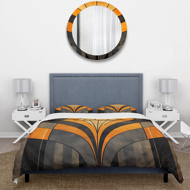 Orange And Grey Vectors - Duvet Cover Set