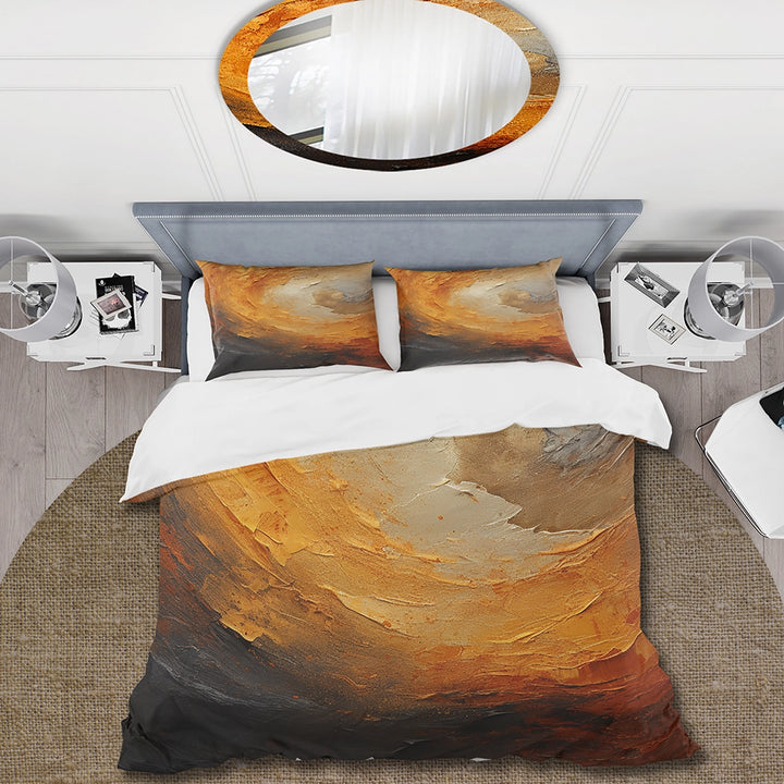 Gold Orange Desert Mirage Spiral I - Duvet Cover Set