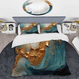 Gold Teal Ocean Spiral - Duvet Cover Set