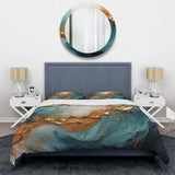 Gold Teal Ocean Spiral - Duvet Cover Set