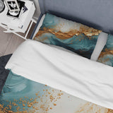 Gold Teal Ocean Spiral - Duvet Cover Set