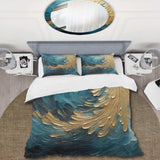 Gold Teal Ocean Spiral I - Duvet Cover Set