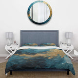 Gold Teal Ocean Spiral I - Duvet Cover Set