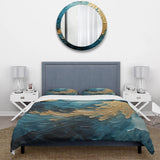 Gold Teal Ocean Spiral I - Duvet Cover Set