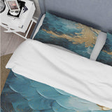 Gold Teal Ocean Spiral I - Duvet Cover Set