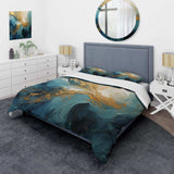 Gold Teal Ocean Spiral III - Duvet Cover Set