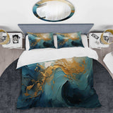 Gold Teal Ocean Spiral III - Duvet Cover Set