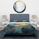 Gold Teal Ocean Spiral III - Duvet Cover Set