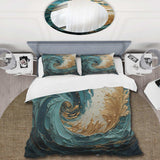 Gold Teal Ocean Spiral V - Duvet Cover Set