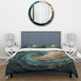 Gold Teal Ocean Spiral V - Duvet Cover Set