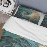 Gold Teal Ocean Spiral V - Duvet Cover Set