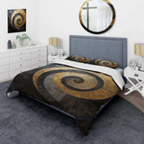 Gold Black Minimalism Spiral Poteries - Duvet Cover Set