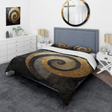 Gold Black Minimalism Spiral Poteries - Duvet Cover Set