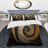 Gold Black Minimalism Spiral Poteries - Duvet Cover Set