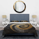 Gold Black Minimalism Spiral Poteries - Duvet Cover Set