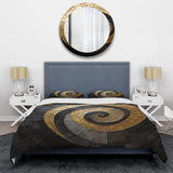 Gold Black Minimalism Spiral Poteries - Duvet Cover Set