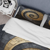 Gold Black Minimalism Spiral Poteries - Duvet Cover Set