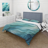 Aqua Blue And White Serenity Swirl I - Duvet Cover Set