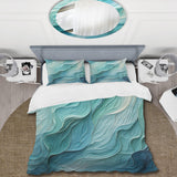 Aqua Blue And White Serenity Swirl I - Duvet Cover Set