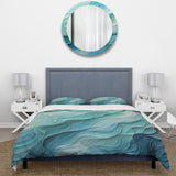 Aqua Blue And White Serenity Swirl I - Duvet Cover Set