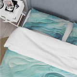 Aqua Blue And White Serenity Swirl I - Duvet Cover Set