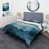 Aqua Blue And White Serenity Swirl III - Duvet Cover Set