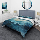 Aqua Blue And White Serenity Swirl III - Duvet Cover Set