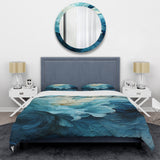 Aqua Blue And White Serenity Swirl III - Duvet Cover Set