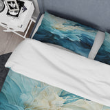 Aqua Blue And White Serenity Swirl III - Duvet Cover Set