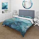 Aqua Blue And White Serenity Swirl IV - Duvet Cover Set