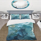 Aqua Blue And White Serenity Swirl IV - Duvet Cover Set