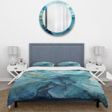 Aqua Blue And White Serenity Swirl IV - Duvet Cover Set