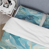 Aqua Blue And White Serenity Swirl IV - Duvet Cover Set