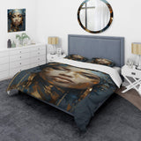 Blue And Gold African Woman Portrait - Duvet Cover Set