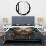 Blue And Gold African Woman Portrait - Duvet Cover Set