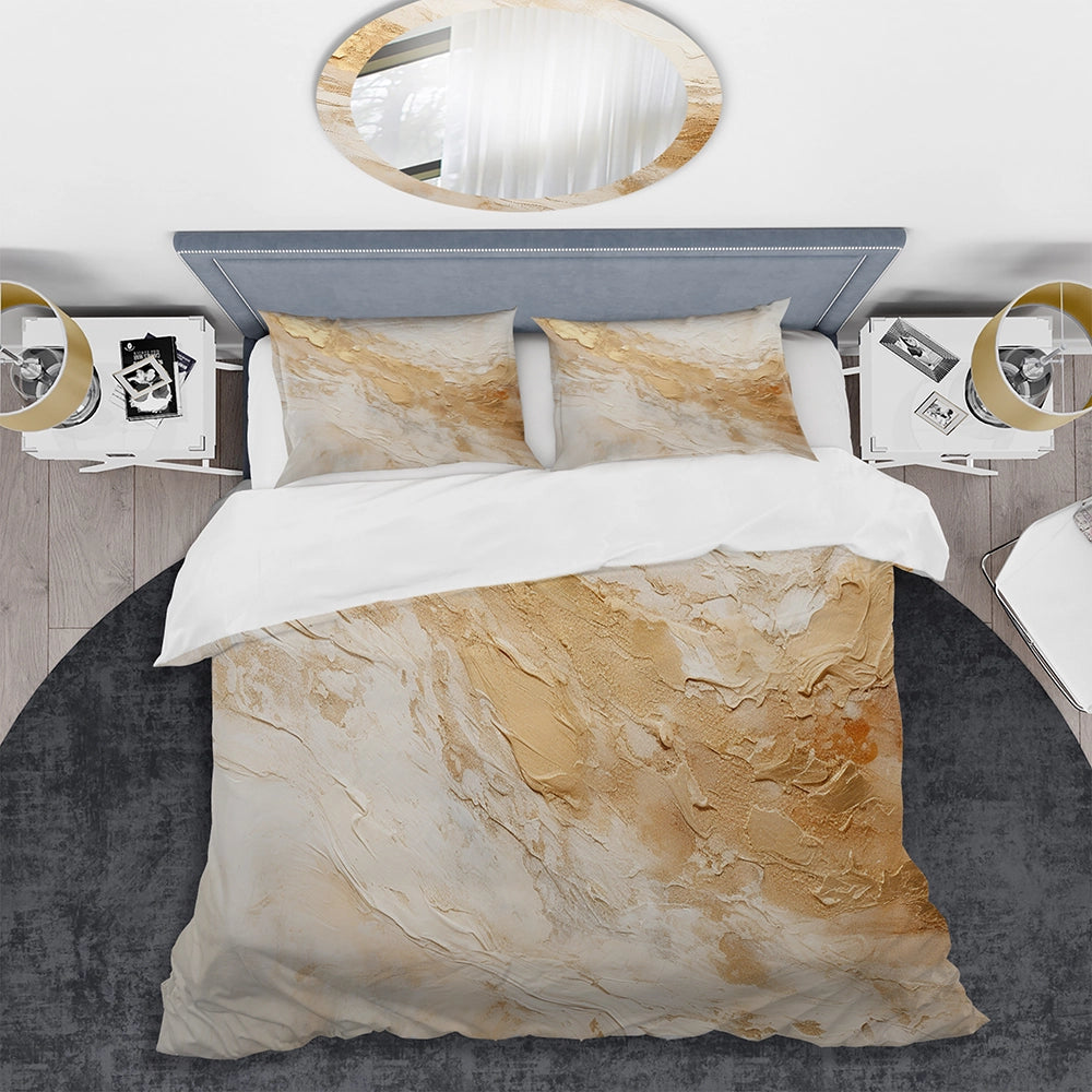 Gold White Marble Geode Magic - Duvet Cover Set