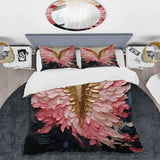 Pink And Gold Angel Wings - Duvet Cover Set