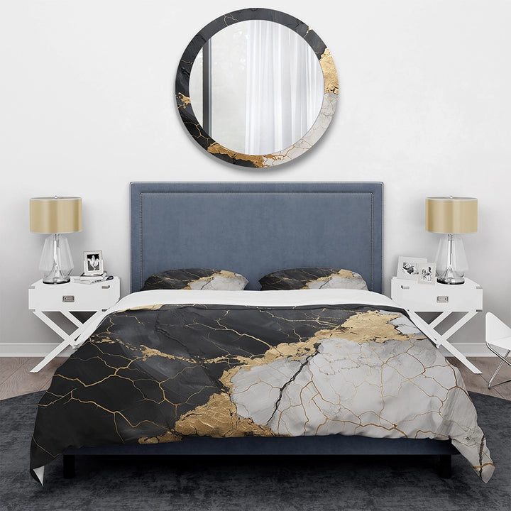 Black Gold Adorned Poteries III - Duvet Cover Set