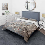 Minimalism Grey And Beige Cherry Blossom I - Duvet Cover Set